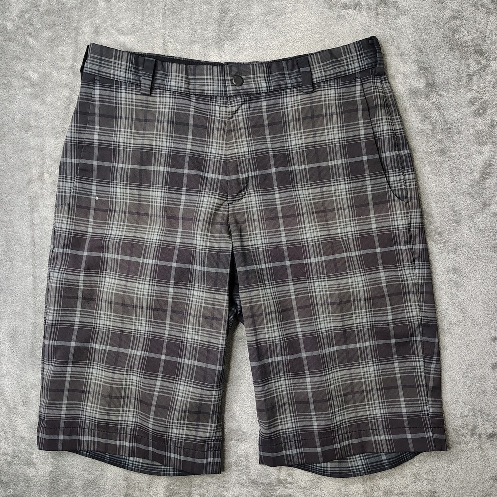 Nike Tour Performance Shorts Mens 30 Grey Plaid Dri-FIT Flat Front‎ Pockets